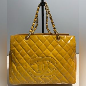 Chanel Chain Tote Bag, Matelasse, Varnished Leather
